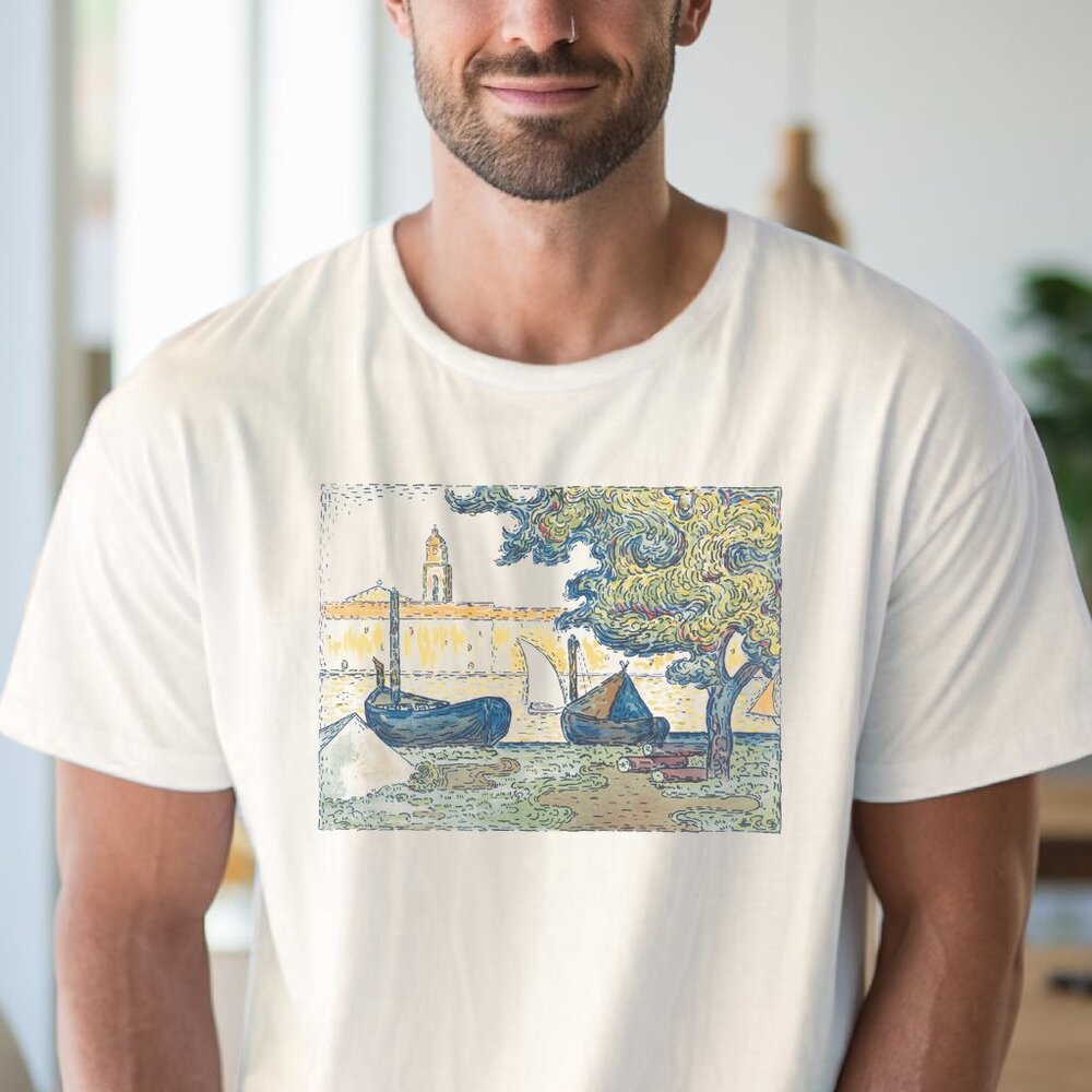 Van Gogh Boats Graphic Tee Artistic Design TShirt Art Lover Top - Picture 4 of 6